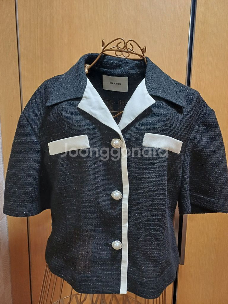 매넌 mannon 트위드 반팔 자켓 S size--2