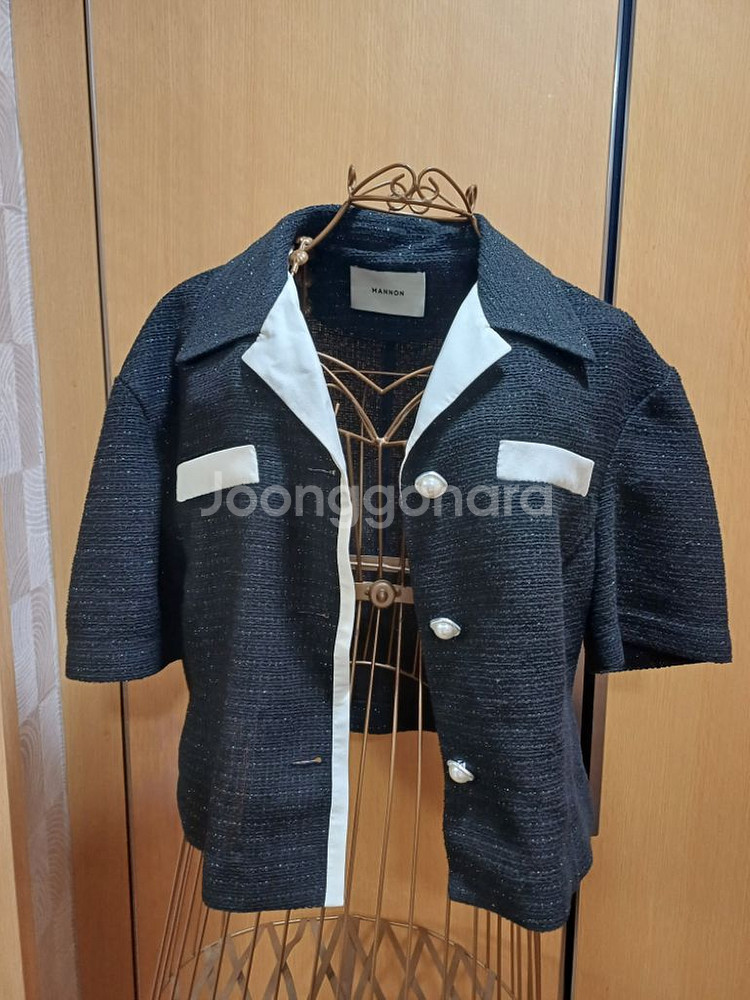 매넌 mannon 트위드 반팔 자켓 S size--3