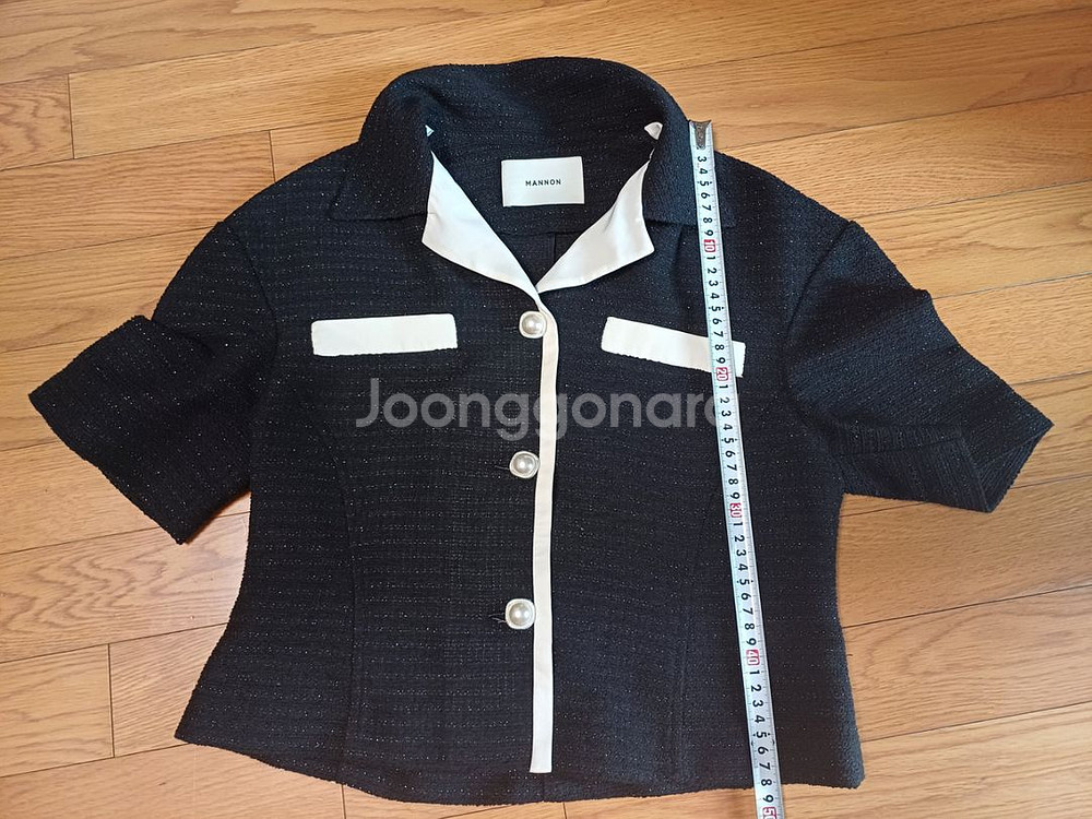 매넌 mannon 트위드 반팔 자켓 S size--7