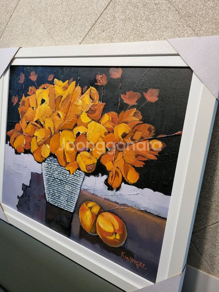 유화 반추상 꽃그림 액자--2
