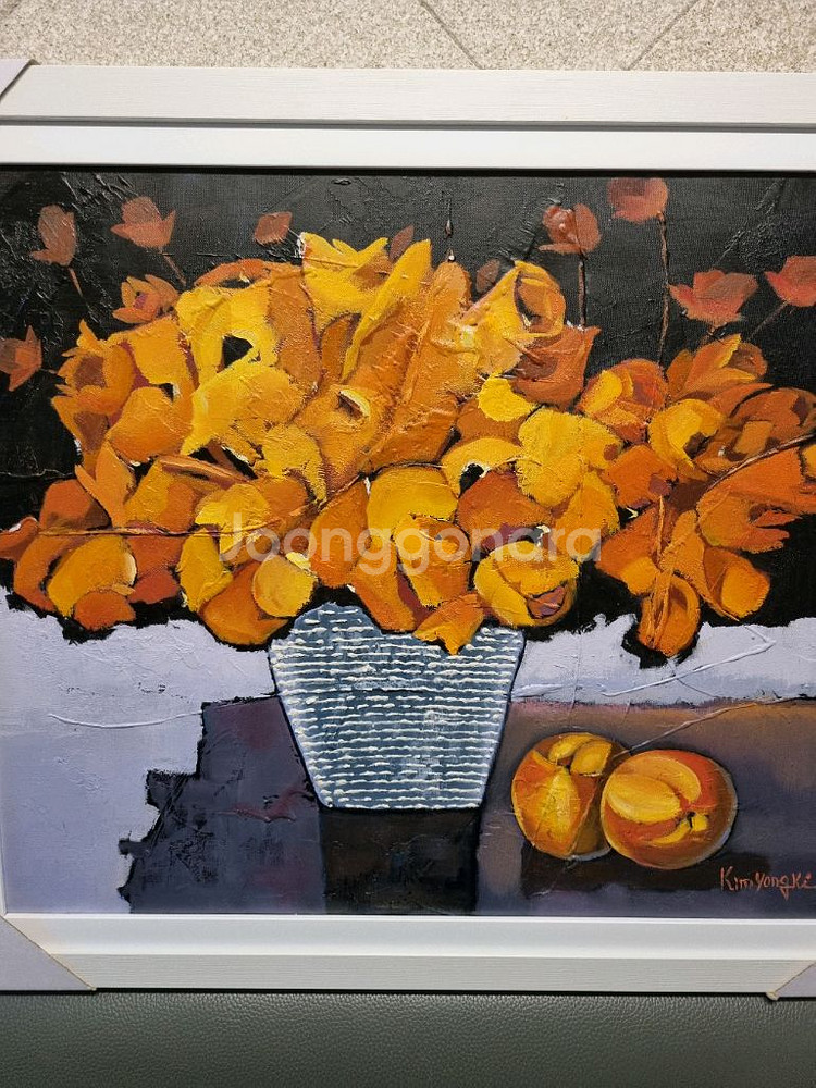 유화 반추상 꽃그림 액자--0