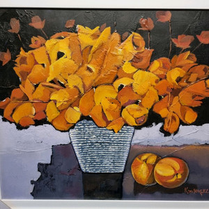 유화 반추상 꽃그림 액자