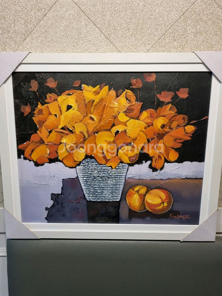 유화 반추상 꽃그림 액자--1
