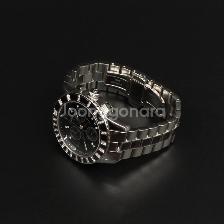 디올 38MM 스틸 쿼츠 다이아 베젤 크로노그래프 시계--3