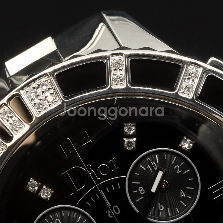 디올 38MM 스틸 쿼츠 다이아 베젤 크로노그래프 시계--6