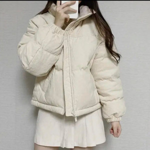 후아유 유니 코듀로이 숏푸퍼 크림 S <착샷O>