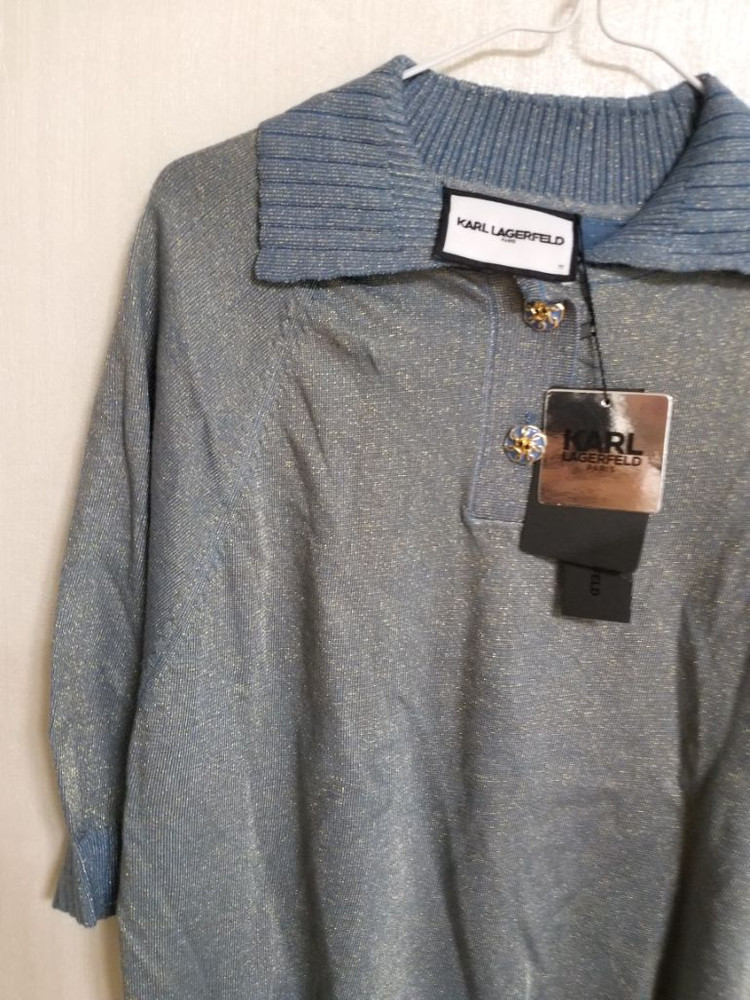 여성 칼라거펠트 반팔 카라니트 (새상품.95) 이미지