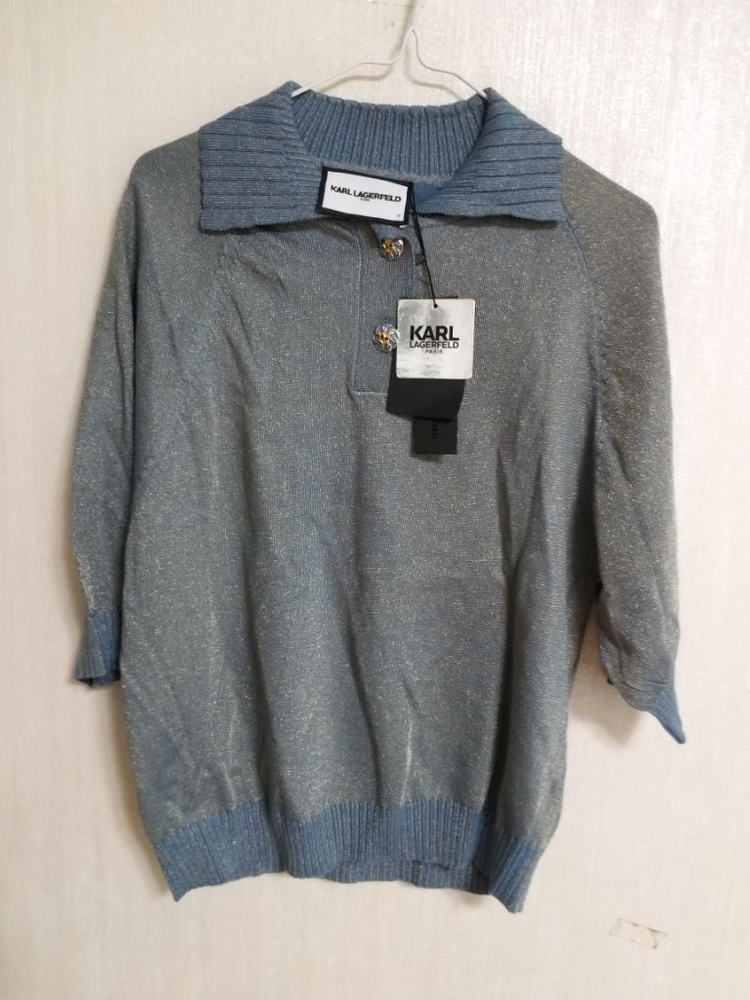 여성 칼라거펠트 반팔 카라니트 (새상품.95) 이미지