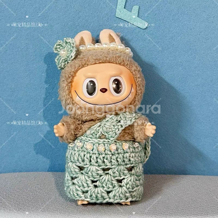 핸드메이드 뜨개질 라부부 인형옷 태국원피스세트--3