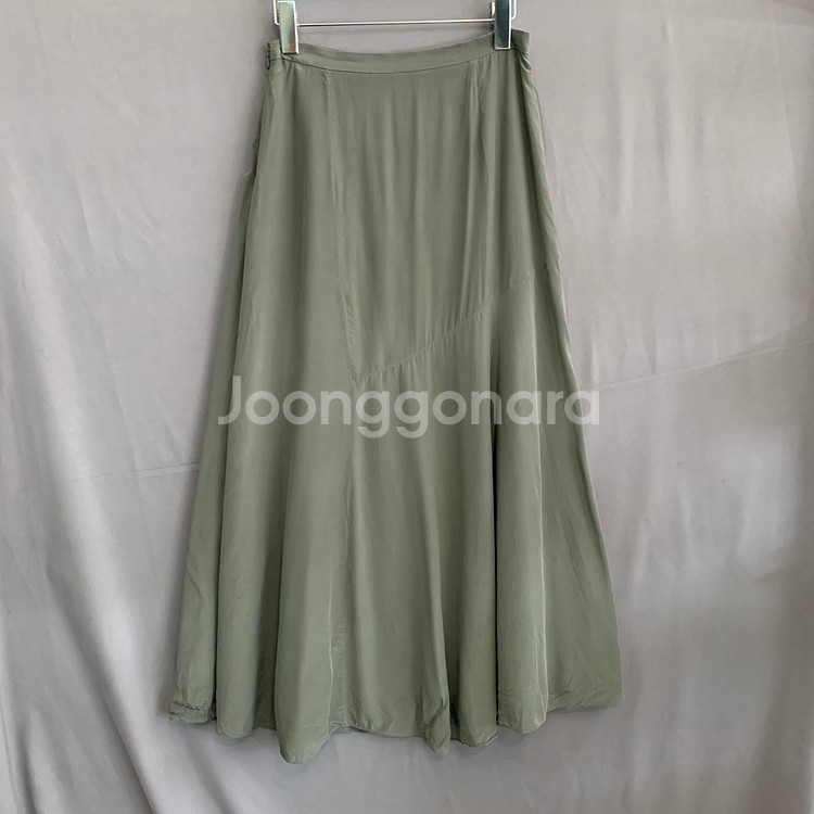 0 띠어리 애시메트릭 드레이프 실크 롱 스커트 치마--1