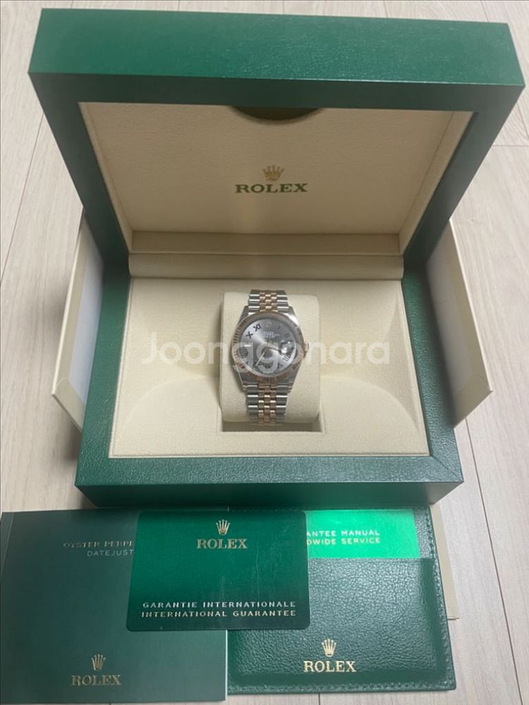 롤렉스 윔블던 18k베젤 로즈골드 콤비 36mm--1