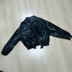 블랙 카라 레더 자켓 가죽 검정
