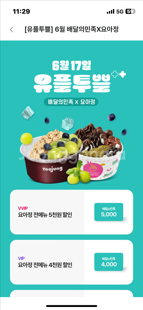 요아정 5천원 할인쿠폰--0