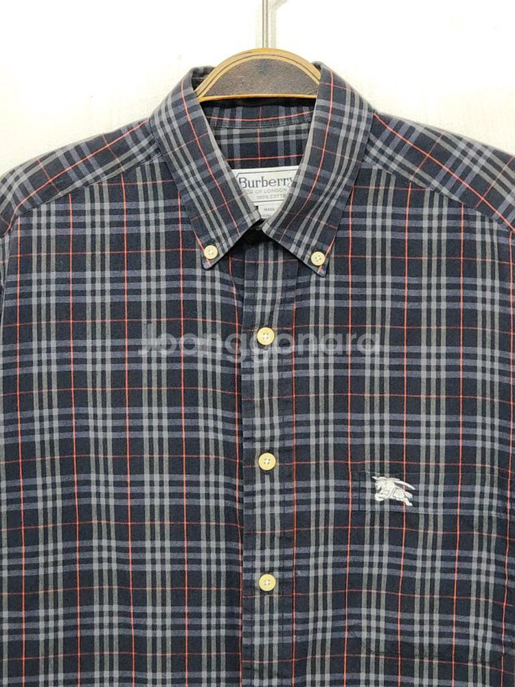 (M) 버버리 반팔남방 체크 반팔셔츠 로고 포켓 캐주얼--1