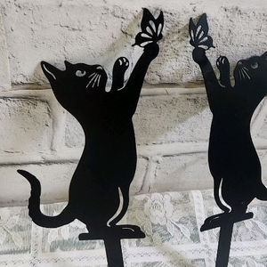 새상품)화분정원 장식 철제 고양이 2마리일괄