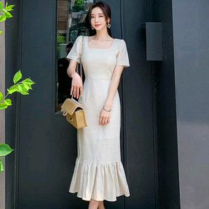스퀘어넥 린넨롱원피스
