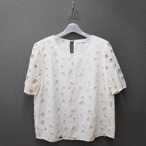 이큅먼트 실크 레이스 펀칭 블라우스 L사이즈