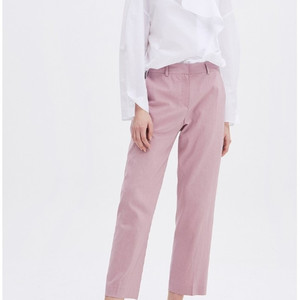 한섬 시스템 언발 프릴카라 코튼 블라우스 s사이즈