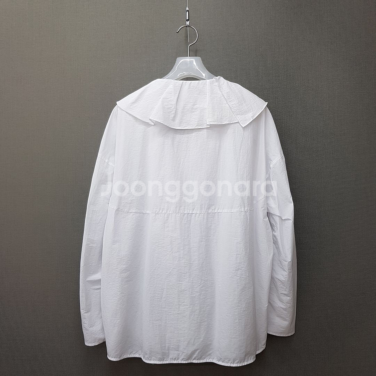 한섬 시스템 언발 프릴카라 코튼 블라우스 s사이즈--5