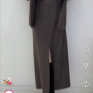 R2W 울 롱 스커트 브라운 XS