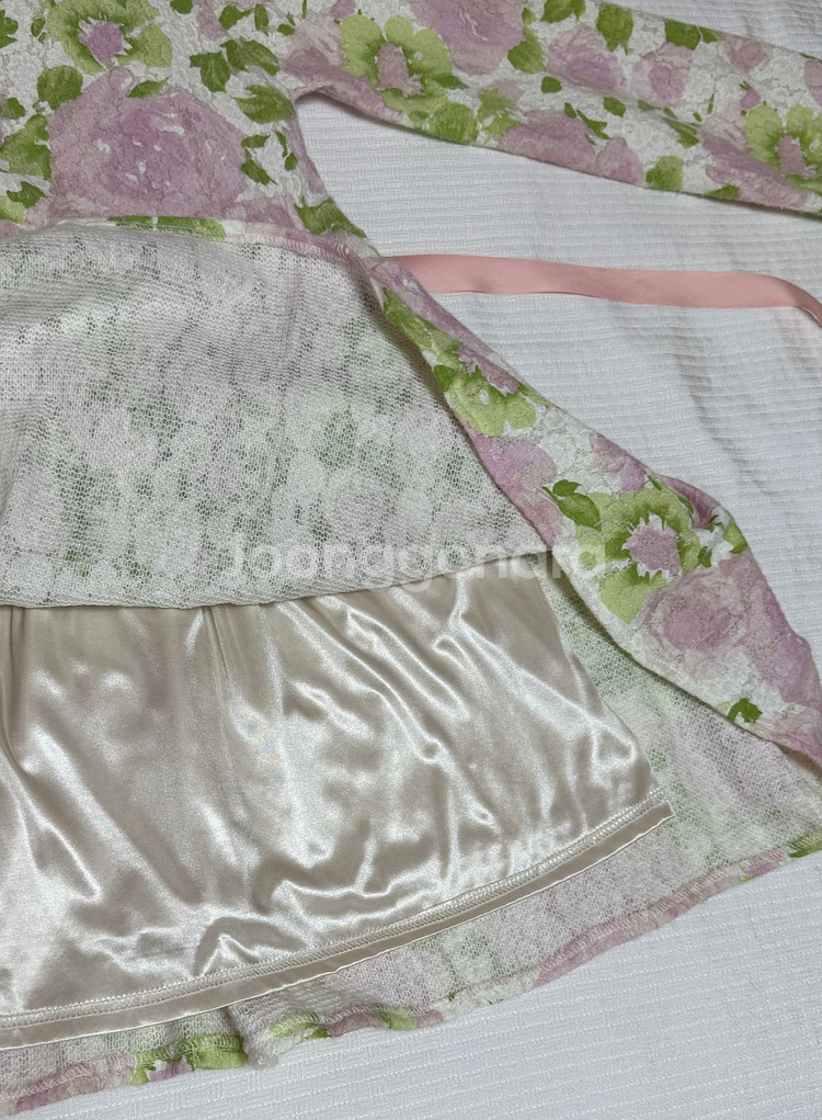 딸기쨈프로젝트 자체제작 플라워 레이스 리본 원피스--5