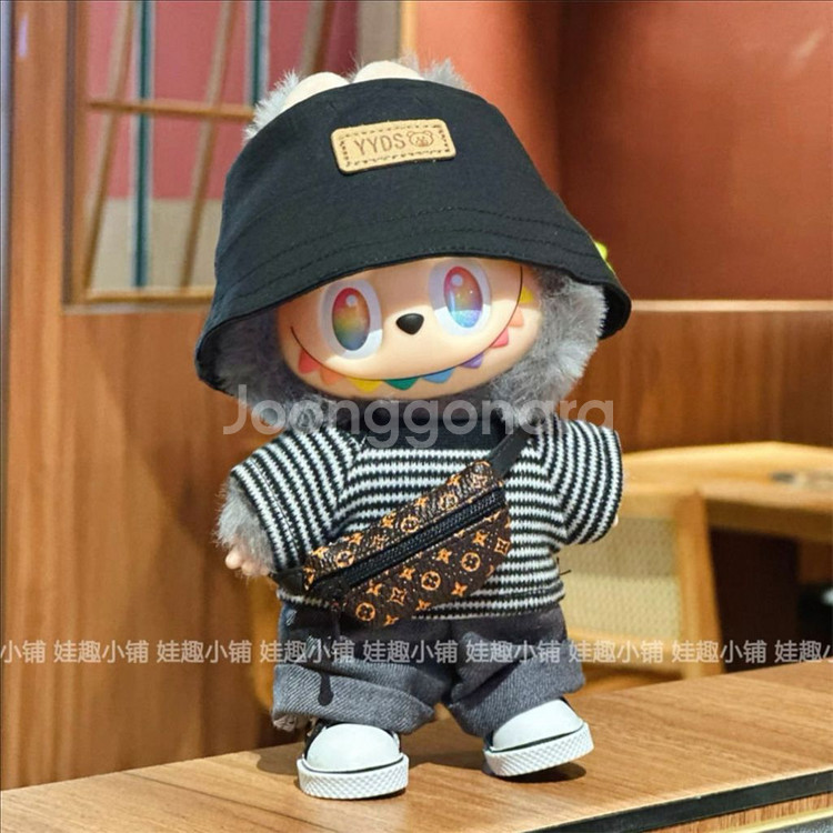 핸드메이드 라부부 인형옷 맨투맨 바지 모자 가방세트--0
