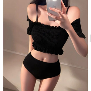 블랙 프릴 비키니 수영복