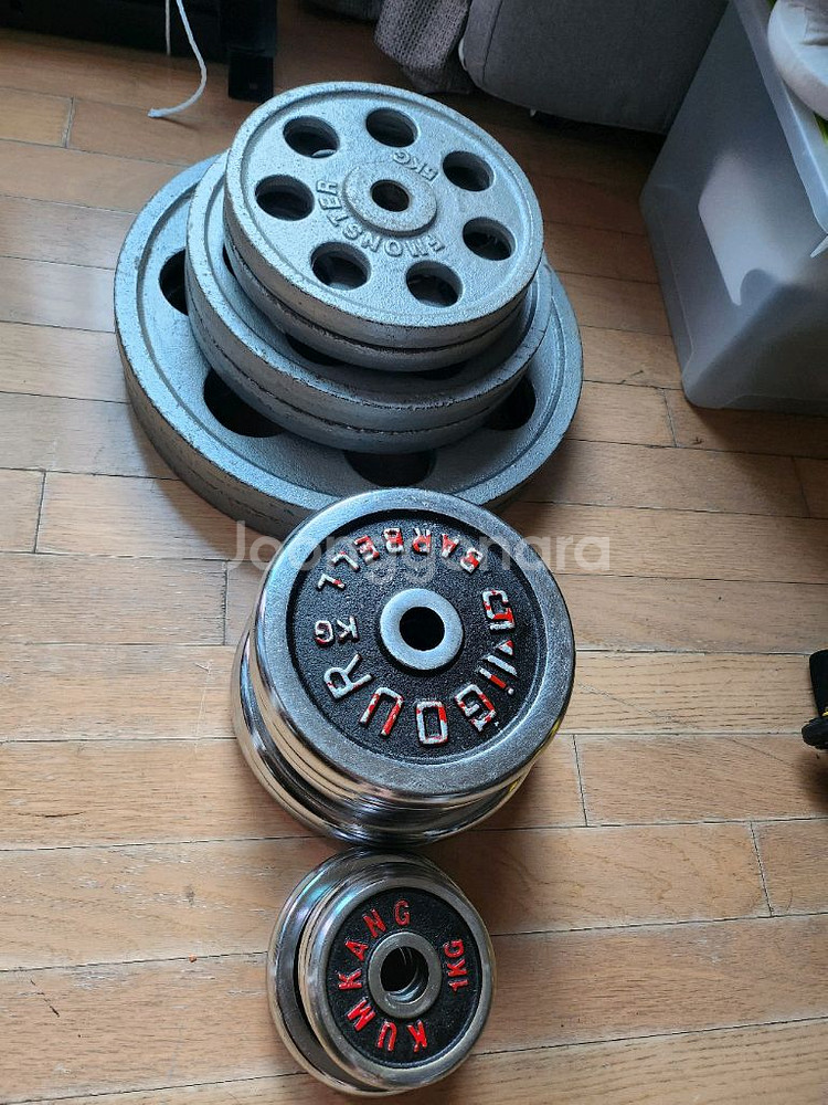 주물 바벨 경량원판 총113kg--1