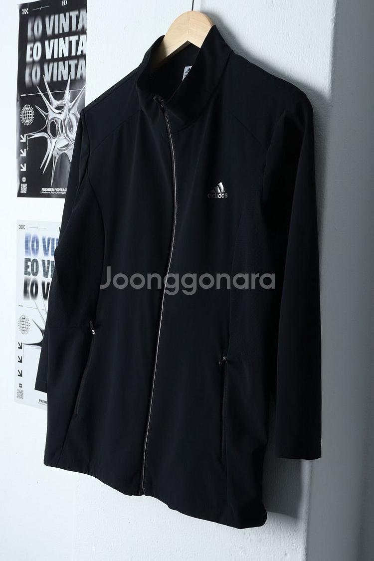 W(XL) 아디다스 집업져지 트랙탑 기능성 블랙--0