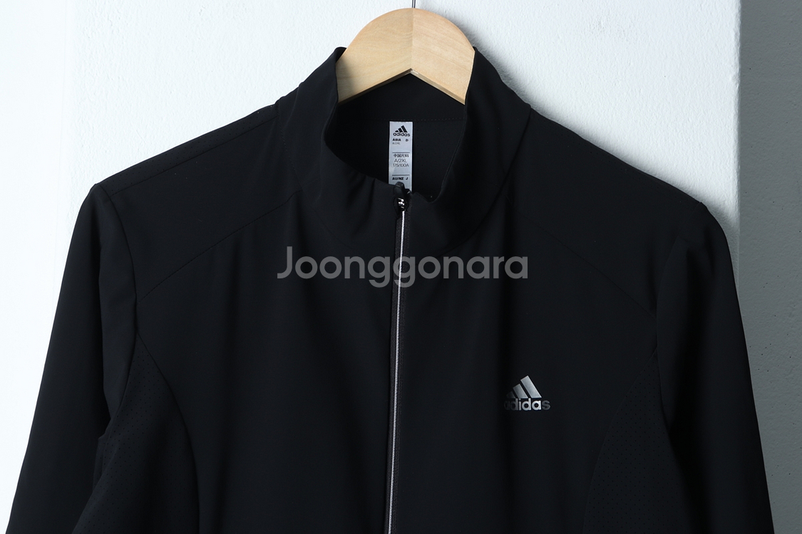 W(XL) 아디다스 집업져지 트랙탑 기능성 블랙--1