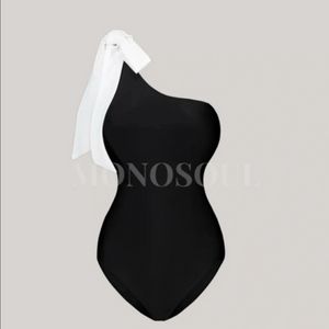 원숄더 리본 수영복