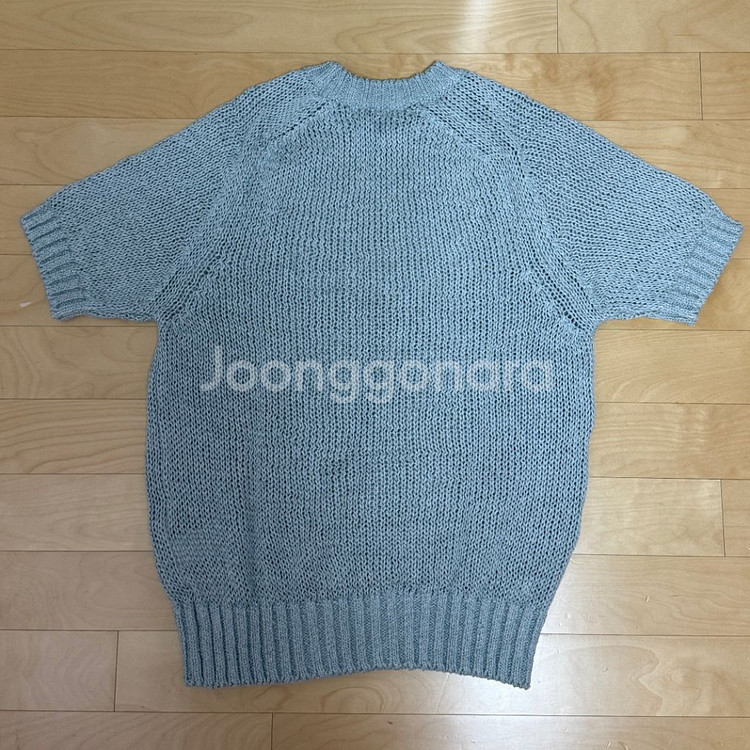 낫띵리튼 뱀부 쇼트 풀오버 밤부 반팔 니트 블루--3