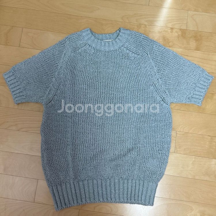 낫띵리튼 뱀부 쇼트 풀오버 밤부 반팔 니트 블루--2