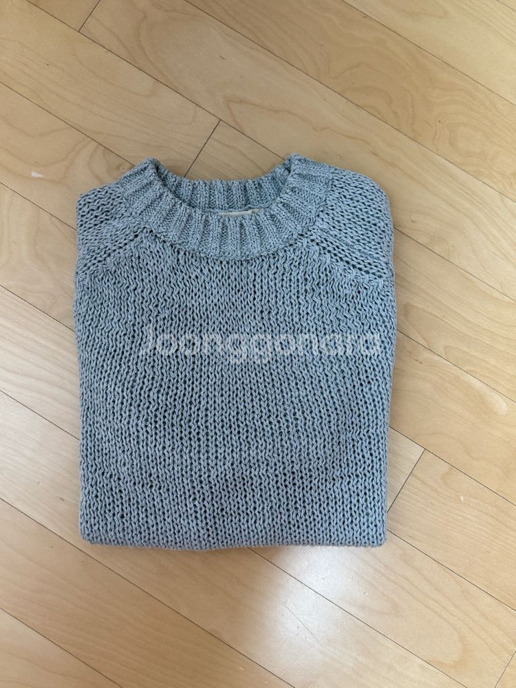 낫띵리튼 뱀부 쇼트 풀오버 밤부 반팔 니트 블루--1