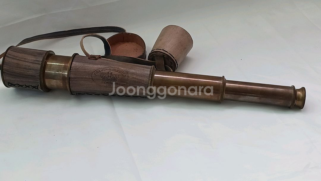앤티크 황동 가죽 스파이글래스 망원경--8