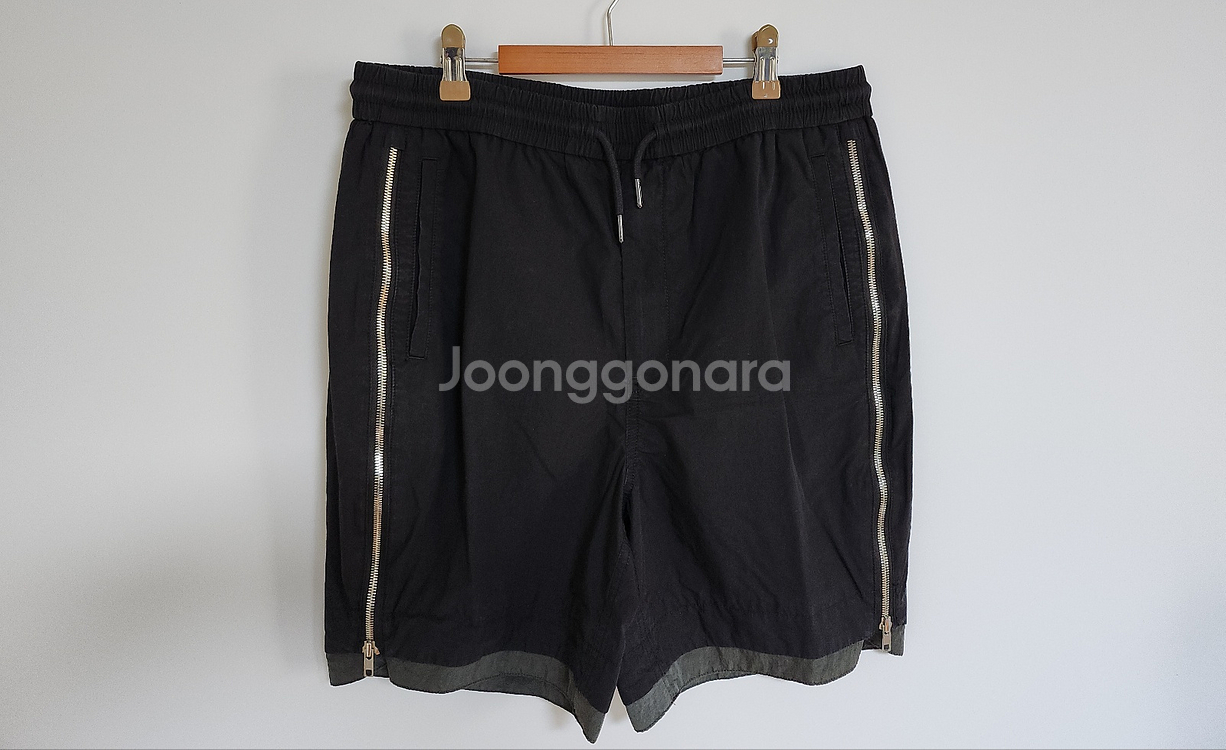 48 준지 블랙 사이드지퍼 나일론 반바지 팬츠 JC35--0