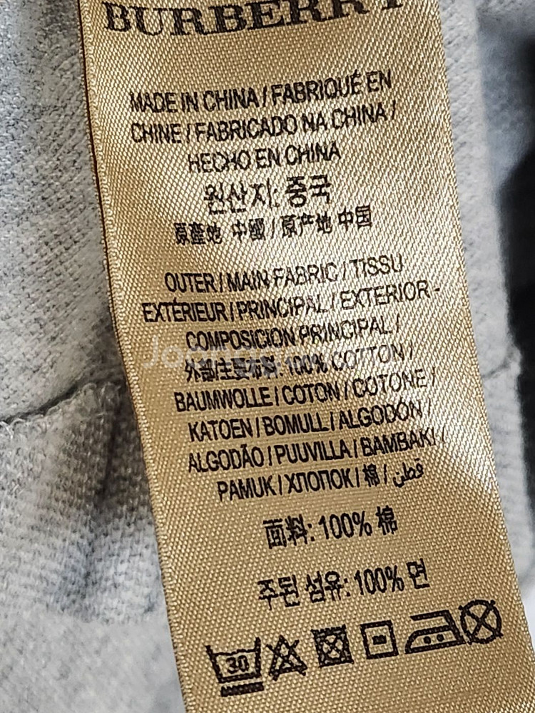 M 버버리 그레이 기사 자수 체크 반팔 카라티 4036--4