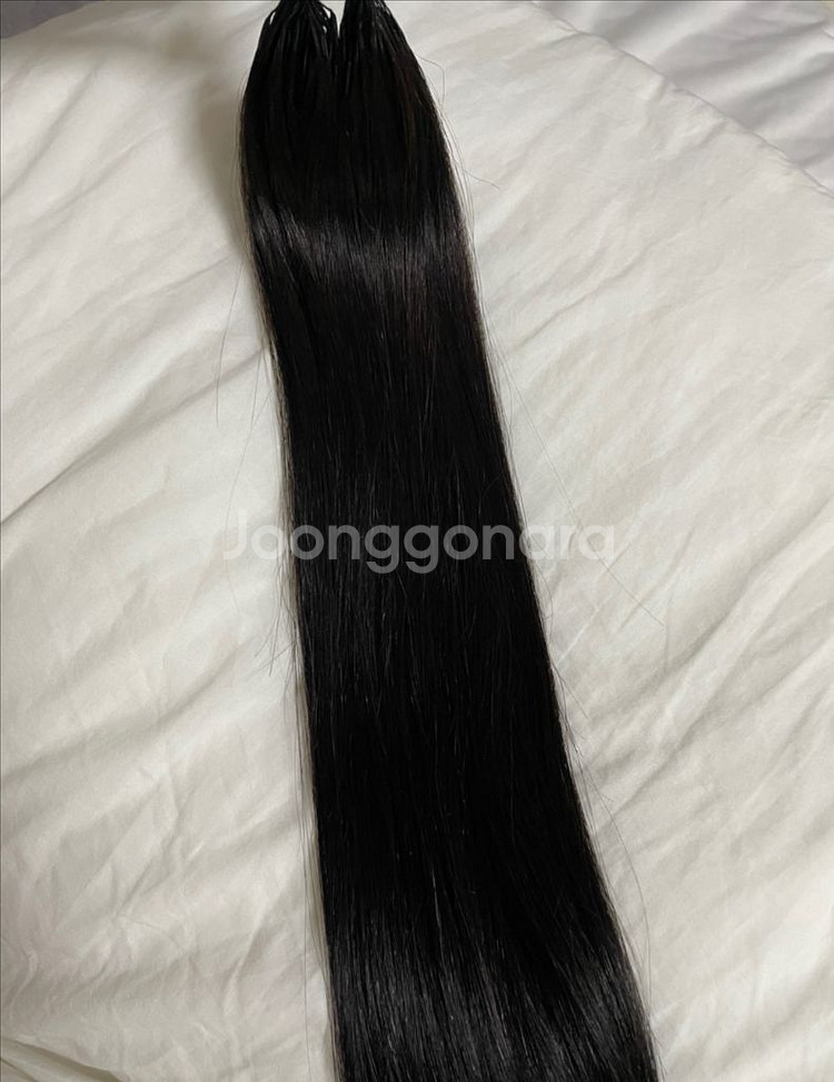 붙임머리 22인치 천연생모 자연검정 한팩--0