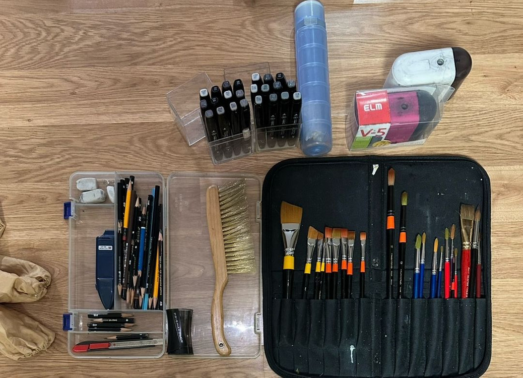 수채화붓, 미술입시 용품 물감 이미지