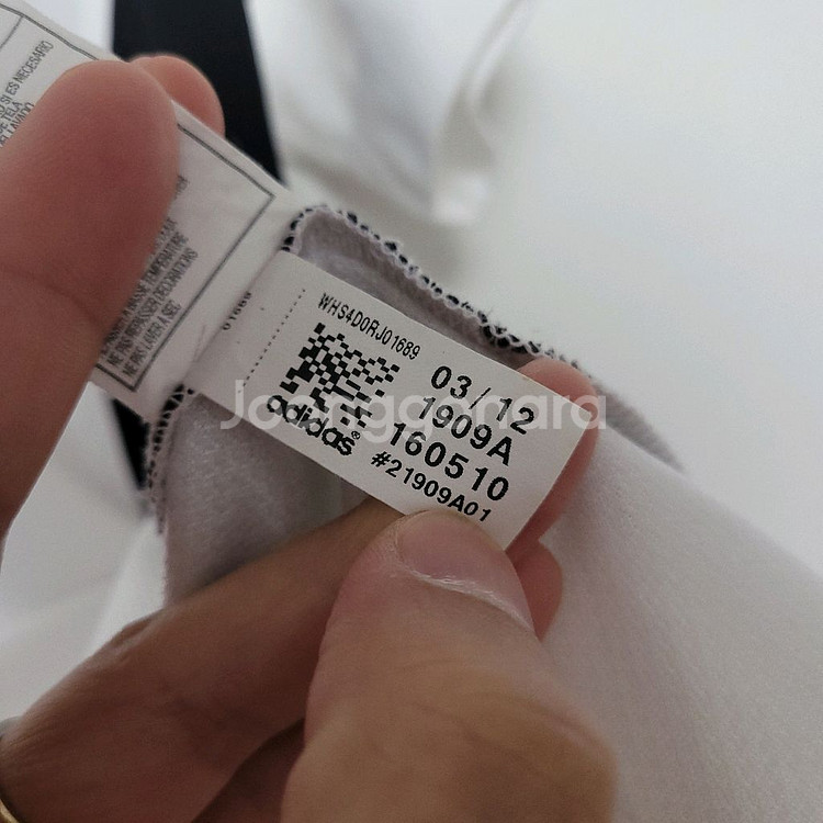 (95) ADIDAS 아디다스 기능성 화이트 배선 반팔--4