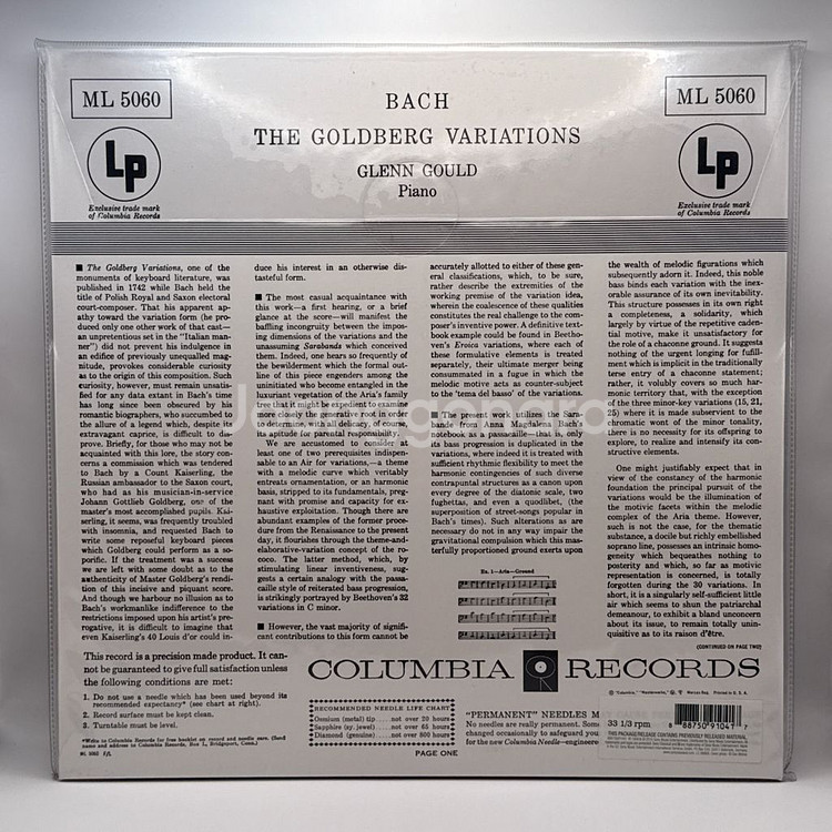 글렌 굴드 바흐 골드베르크 변주곡 1956 LP--1