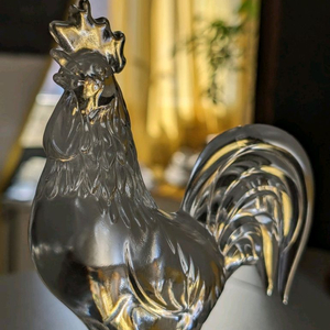 Crystal glass rooster figurine