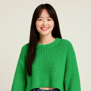 [여자 95]자라 그린 크롭 루즈핏 니트스웨터