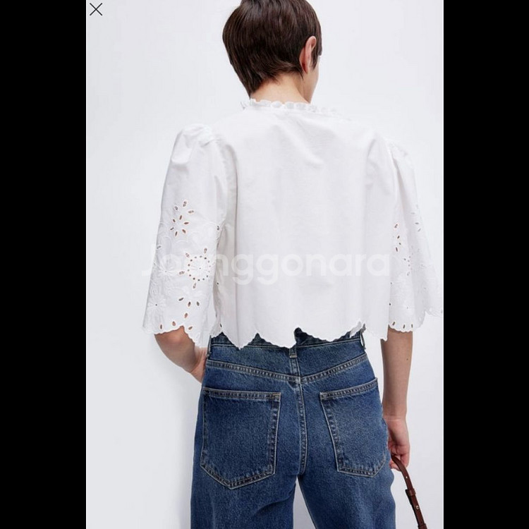 h&m 에이치앤엠 브로드리 앙글레즈 크롭트 블라우스--8