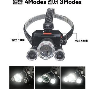 LED 충전식 자동센서 헤드랜턴 3구
