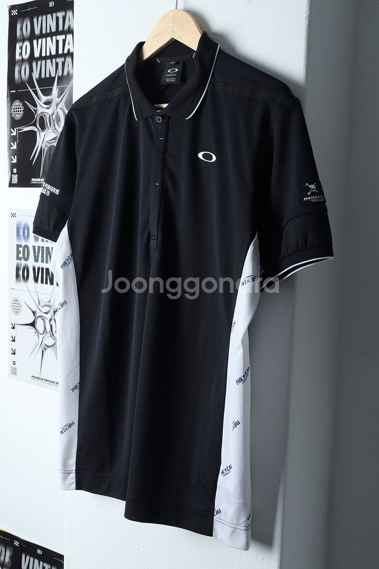 (XL) 오클리 반팔 카라 티셔츠 기능성 블랙 한정판--5