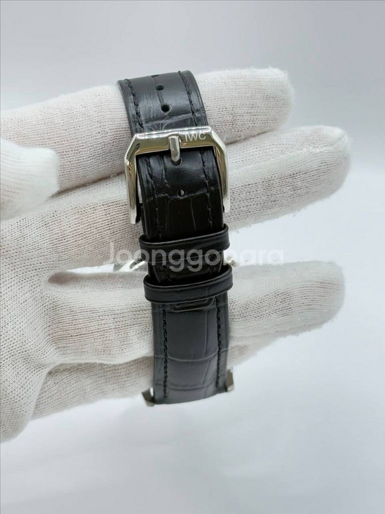IWC 포르투기스 흰판 블루핸즈 은장 가죽밴드--5