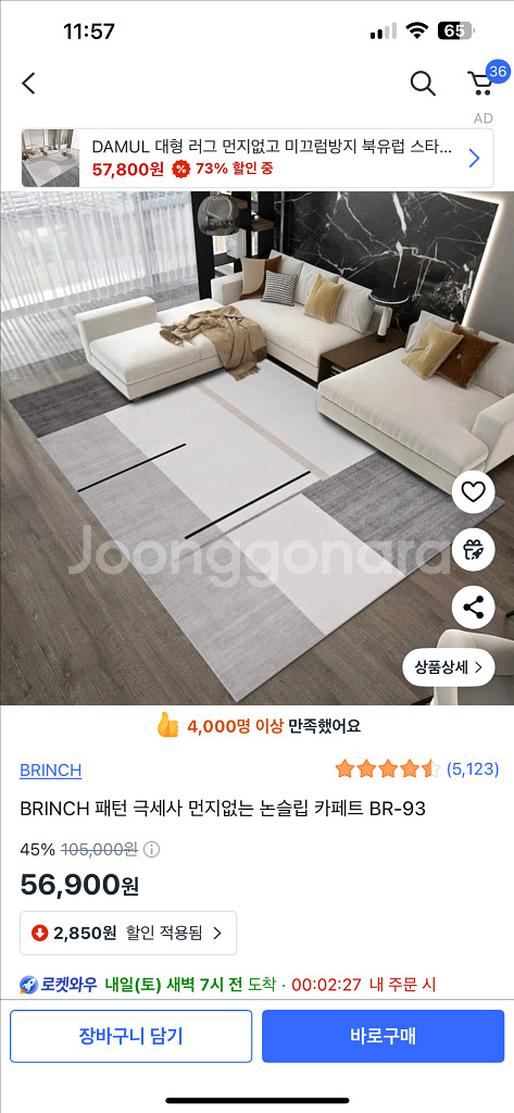 BRINCH 패턴 극세사 먼지없는 논슬립 러그,카페트--0