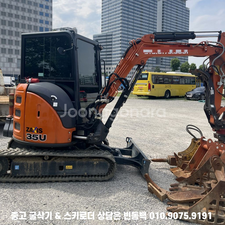 히타치 ZX35 캐빈형 198시간 집게 회전링크 장착--2