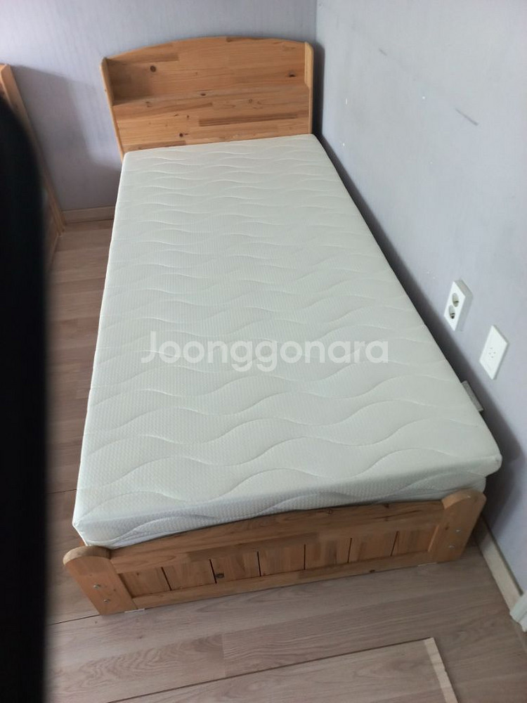 싱글침대 편백나무 프레임 매트리스 포함--0
